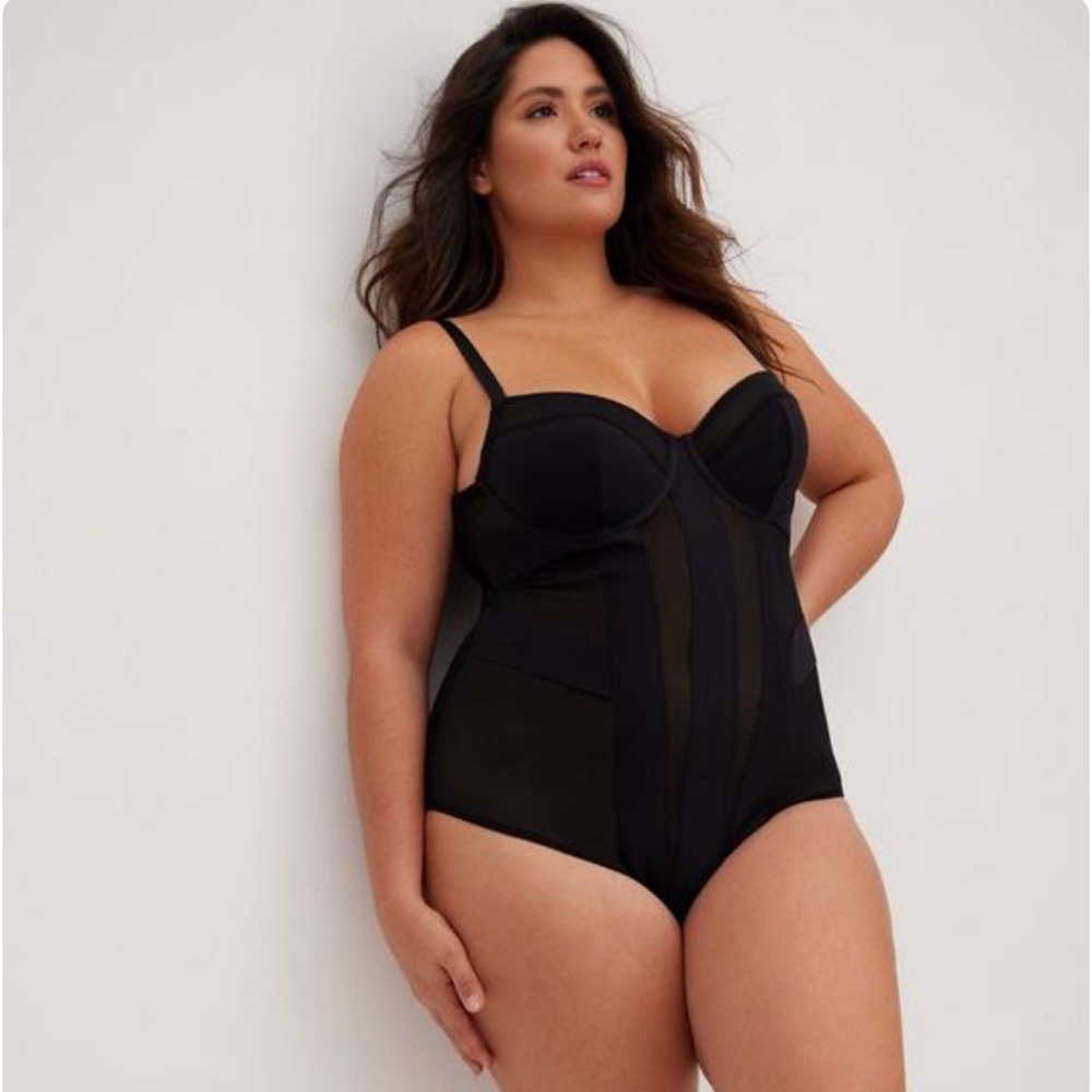 Torrid Black Mesh Strappy Bodysuit